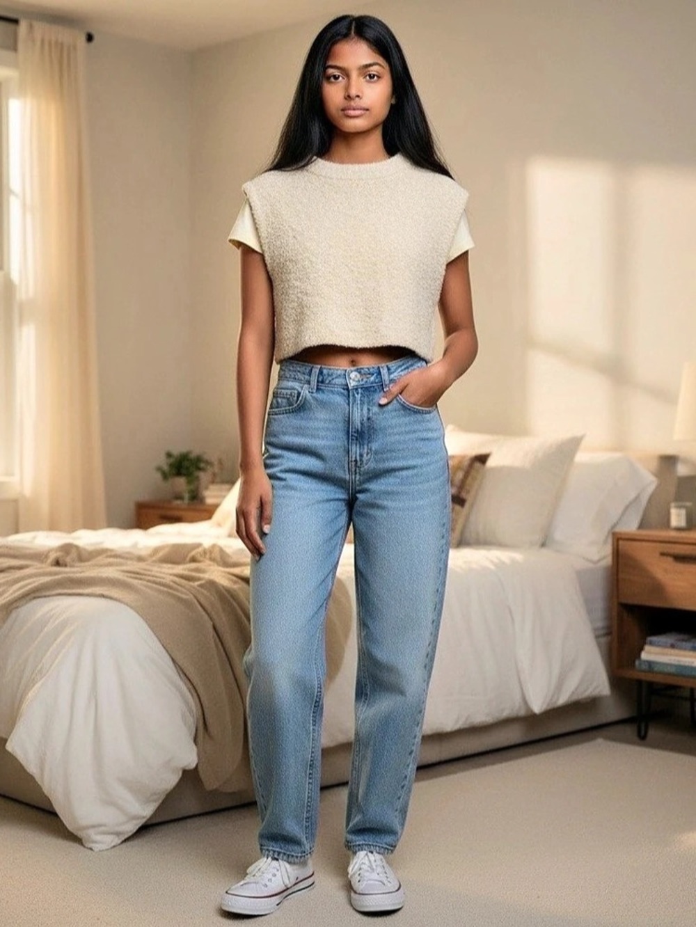 Free People Cream Boucle Crop Top Size XS